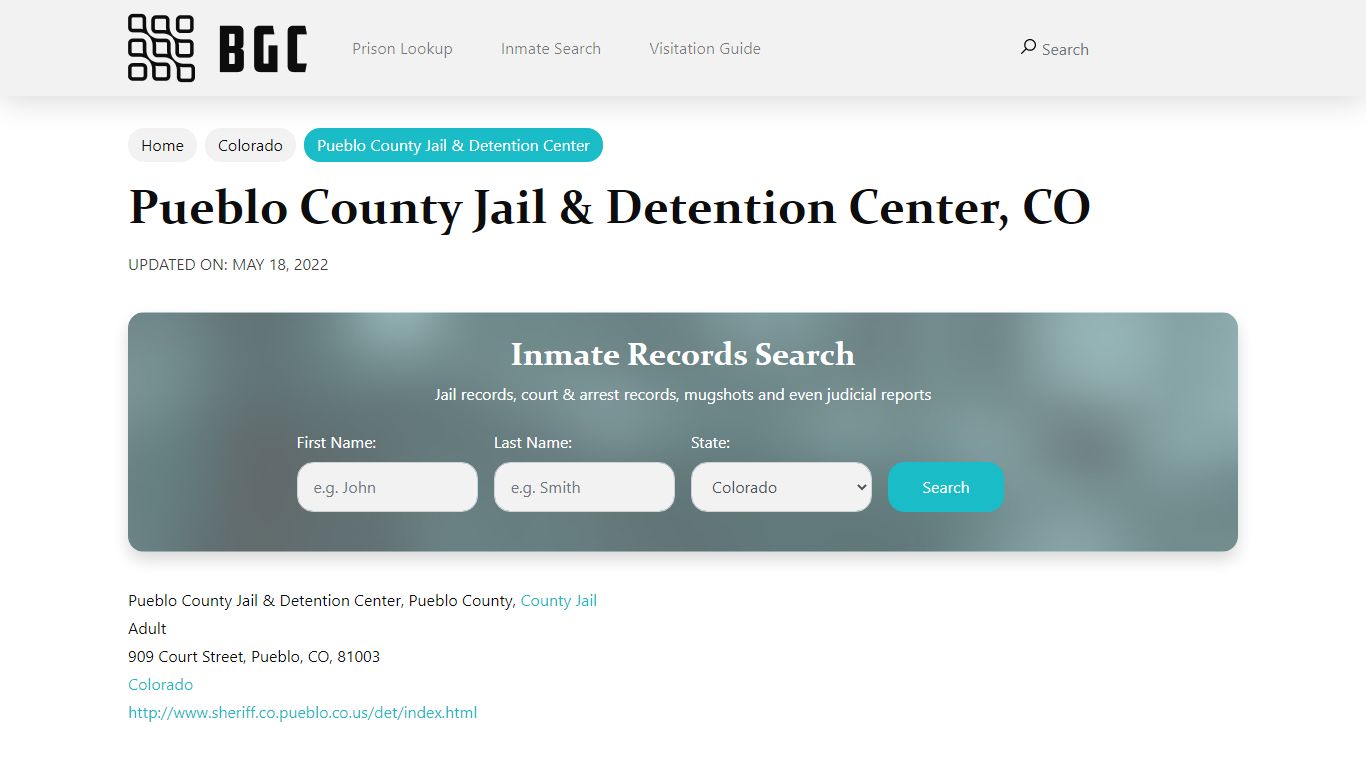 Pueblo County Jail & Detention Center, CO Inmate Search ...